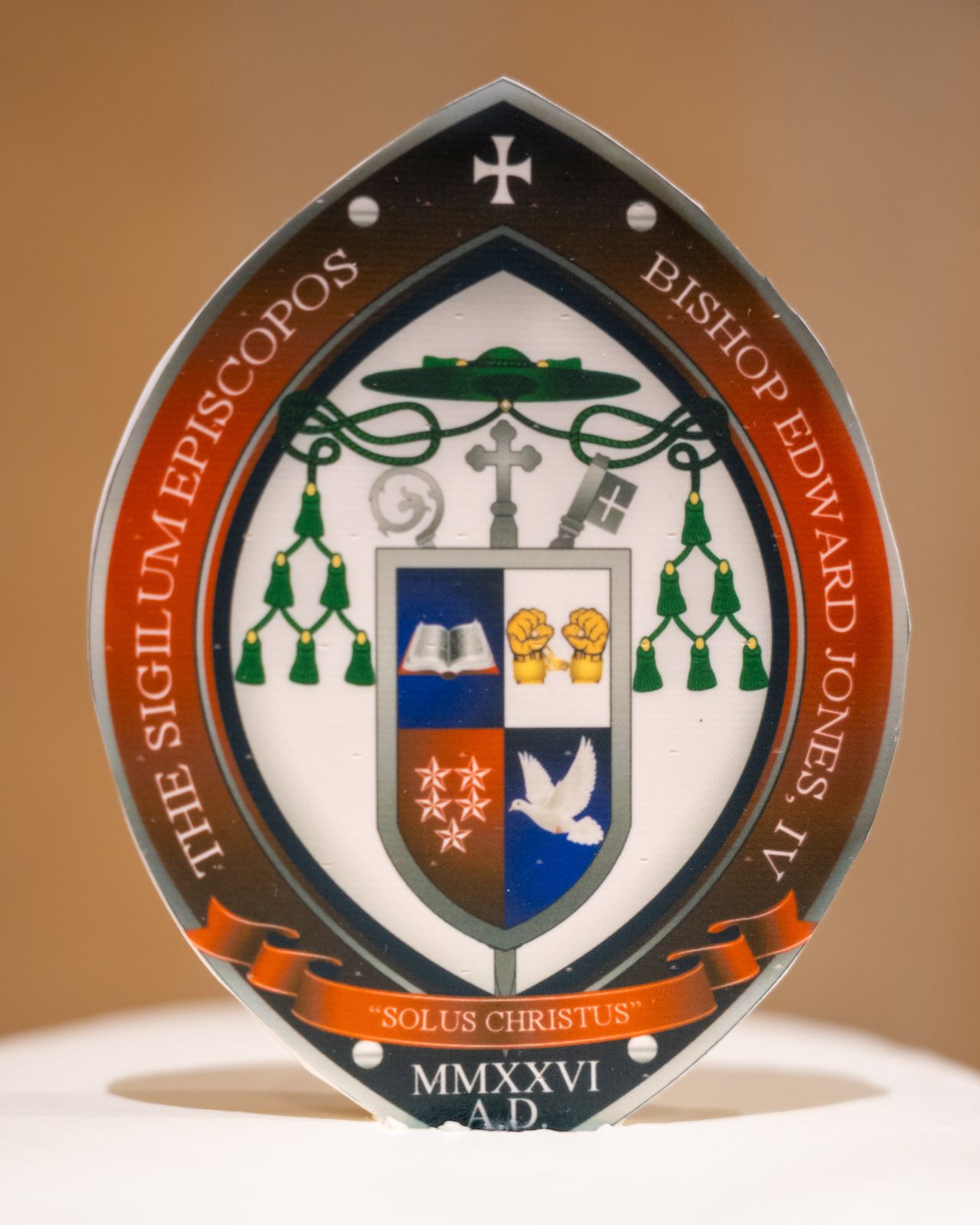 The episcopal seal of Bishop Edward Jones, IV, with the motto Solus Christus and the year MMXXVI