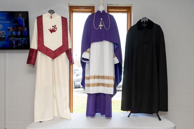 Clergy robes hanging ready for the service