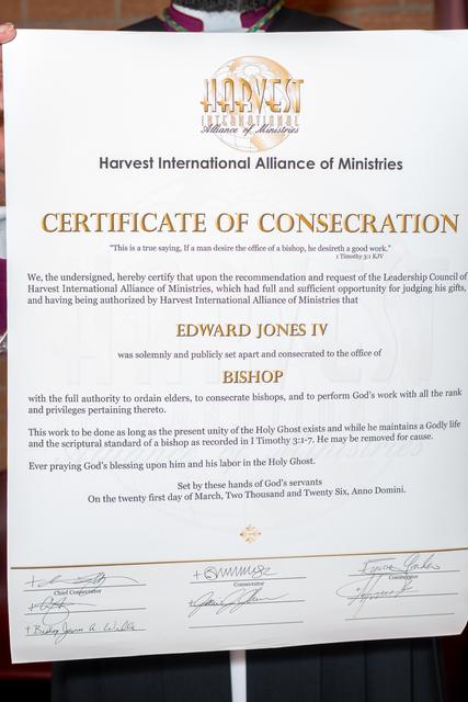 The signed Certificate of Consecration